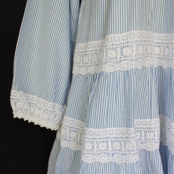 Sail to sable charlotte dress blue stripe Seersucker crochet lace tiered tunic - Picture 8 of 10